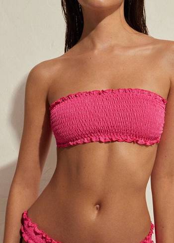 Pink Calzedonia Bandeau Formentera Women's Bikini Tops | USA1690EX