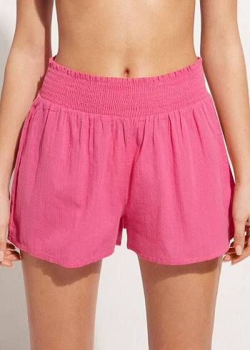 Pink Calzedonia Cotton Shorts Women's Cover Ups | USA2123ZG