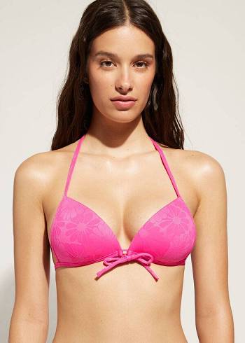 Pink Calzedonia Graduated Padded Triangle Antibes Women's Bikini Tops | USA1728GL