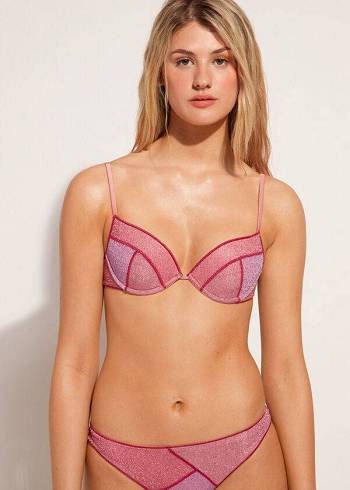 Pink Calzedonia Padded Push-up Lisbona Women's Bikini Tops | USA1860JJ