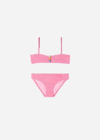 Pink Calzedonia Two-Piece Bandeau San Diego Kids' Swimsuits | USA3068GL