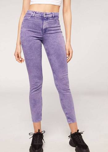 Purple Calzedonia Faded Skinny Push-Up Women's Jeans | USA2588BC