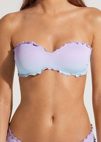 Purple Calzedonia Padded Bandeau Madrid Women's Bikini Tops | USA1813CE