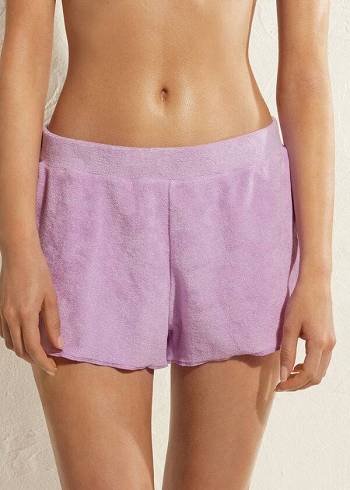 Purple Calzedonia Terrycloth Shorts Women's Cover Ups | USA2152VD