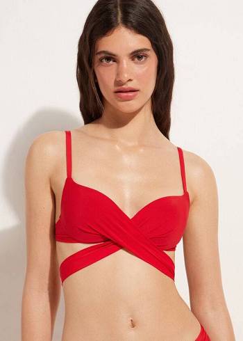 Red Calzedonia Graduated Padded Push Up Indonesia Women's Bikini Tops | USA1725SO