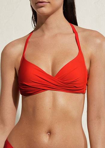 Red Calzedonia Padded Triangle Indonesia Eco Women's Bikini Tops | USA1906AP