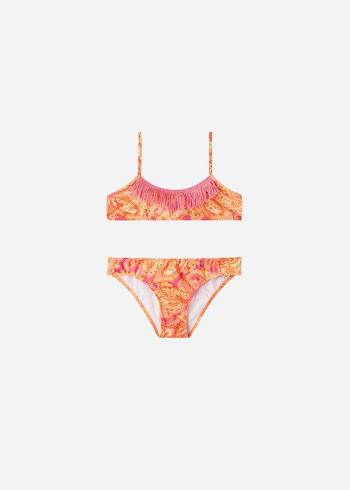 Red Calzedonia Paisley Two-Piece Jasmine Kids' Swimsuits | USA3048HK