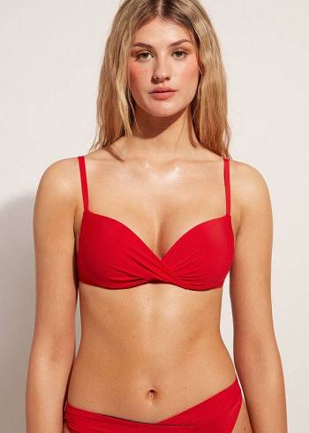 Red Calzedonia Soft Graduated Super Padded Push-up Indonesia Women's Bikini Tops | USA1961FM