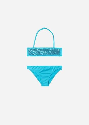 Turquoise Calzedonia Two-Piece Triangle Cannes Kids' Swimsuits | USA3079RW