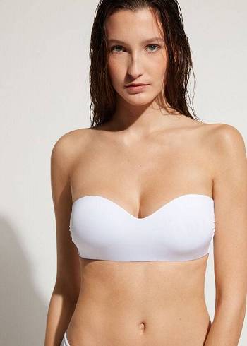 White Calzedonia Padded Bandeau Indonesia Eco cobey Women's Bikini Tops | USA1797YU