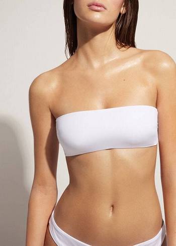 White Calzedonia Padded Bandeau Indonesia Eco rosa Women's Bikini Tops | USA1802AP