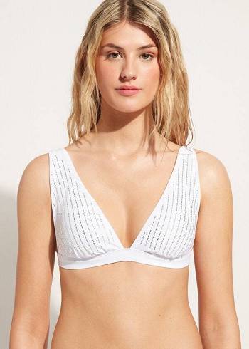 White Calzedonia Padded Triangle Shanghai Women's Bikini Tops | USA1937HK