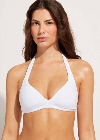 White Calzedonia Soft Padded Triangle Indonesia Women's Bikini Tops | USA1967ZG