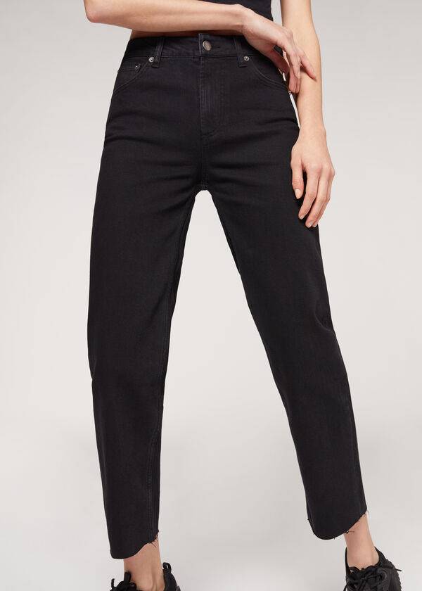 Black Calzedonia Cropped Straight-Leg Women's Jeans | USA2564CE