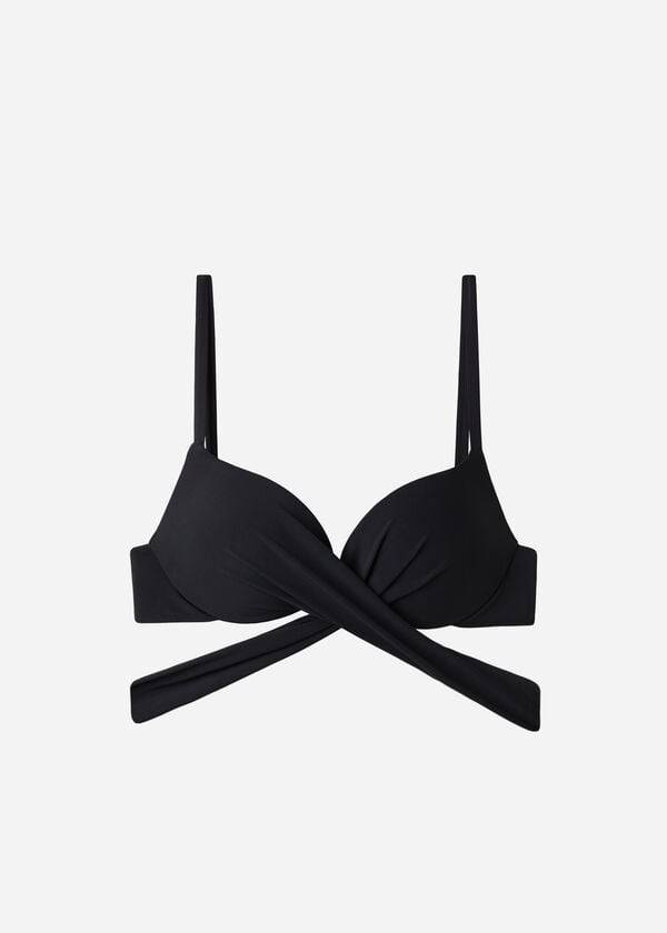 Black Calzedonia Graduated Padded Push Up Indonesia Women's Bikini Tops | USA1720UT