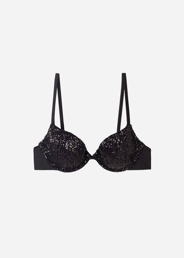 Black Calzedonia Padded Push-Up Cannes Women's Bikini Tops | USA1841BC