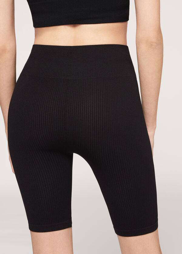 Black Calzedonia Seamless Athletic Bike Women's Leggings | USA2678TV