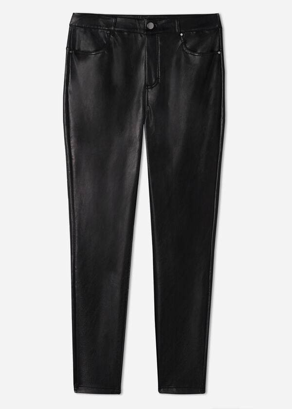 Black Calzedonia Thermal leather-effect Women's Leggings | USA2701OR