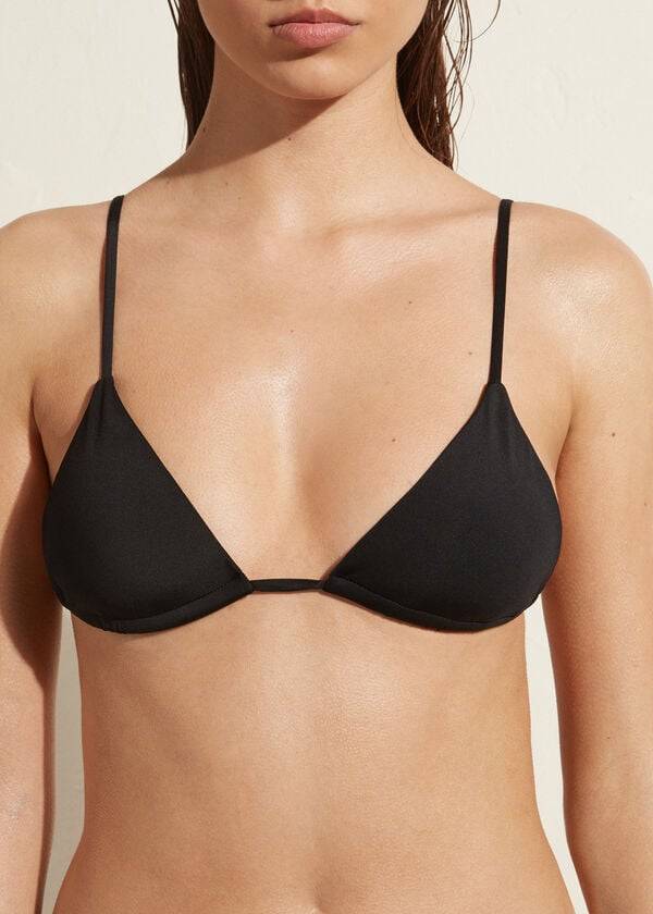 Black Calzedonia Triangle String Indonesia Eco rosa Women's Bikini Tops | USA2041HK