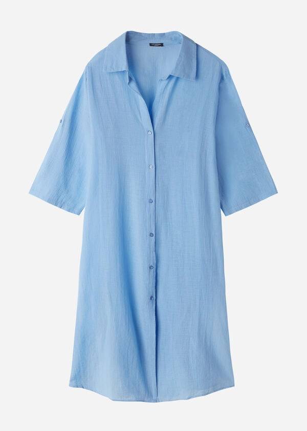 Blue Calzedonia Cotton Maxi Shirt Women's Cover Ups | USA2069KI