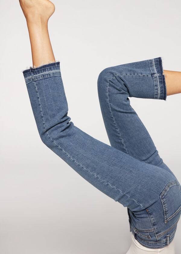 Blue Calzedonia Cropped Flare Women's Jeans | USA2563VD