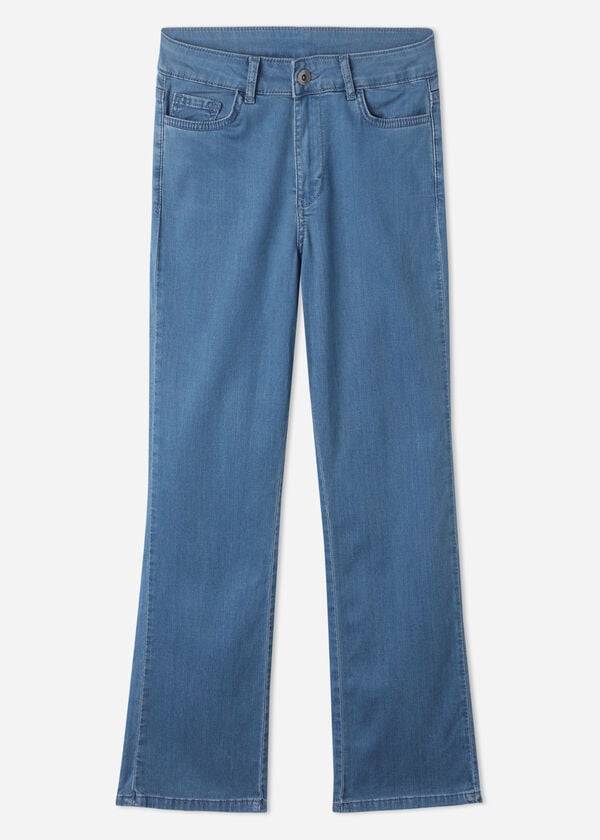 Blue Calzedonia Eco Light Flared Cropped Denim Women's Jeans | USA2570HK