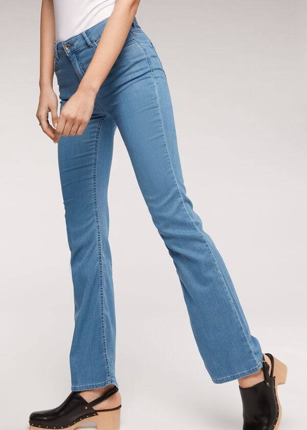 Blue Calzedonia Eco Light Flared Denim Women's Jeans | USA2576PQ