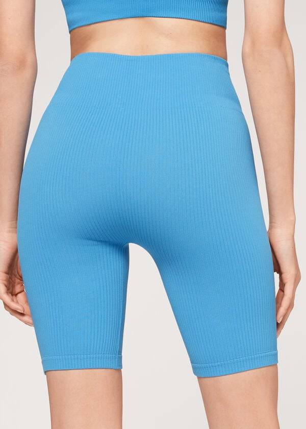 Blue Calzedonia Seamless Athletic Bike Women's Leggings | USA2677YU