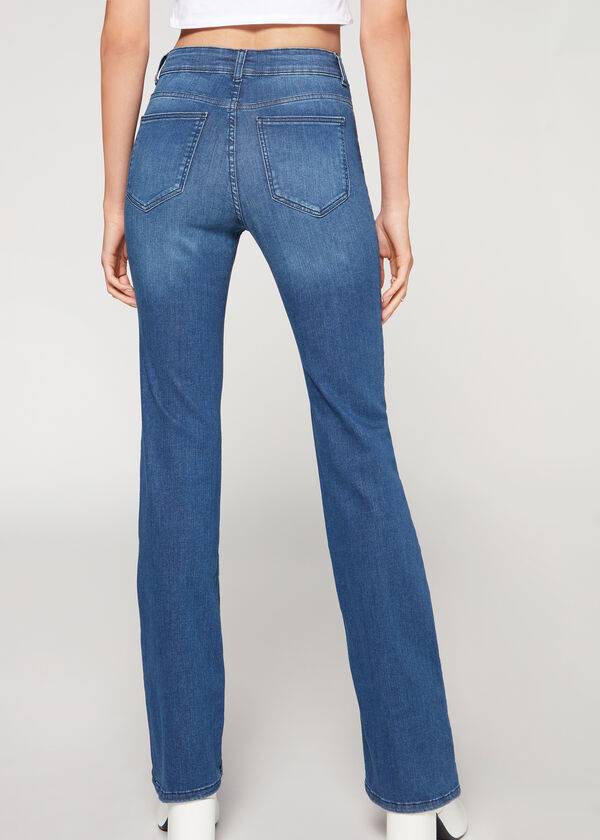 Blue Calzedonia Super Flex Denim High Waist Bootcut Women's Jeans | USA2614BC