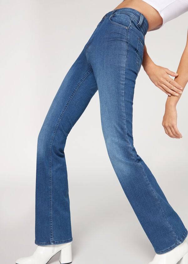 Blue Calzedonia Super Flex Denim High Waist Bootcut Women's Jeans | USA2614BC