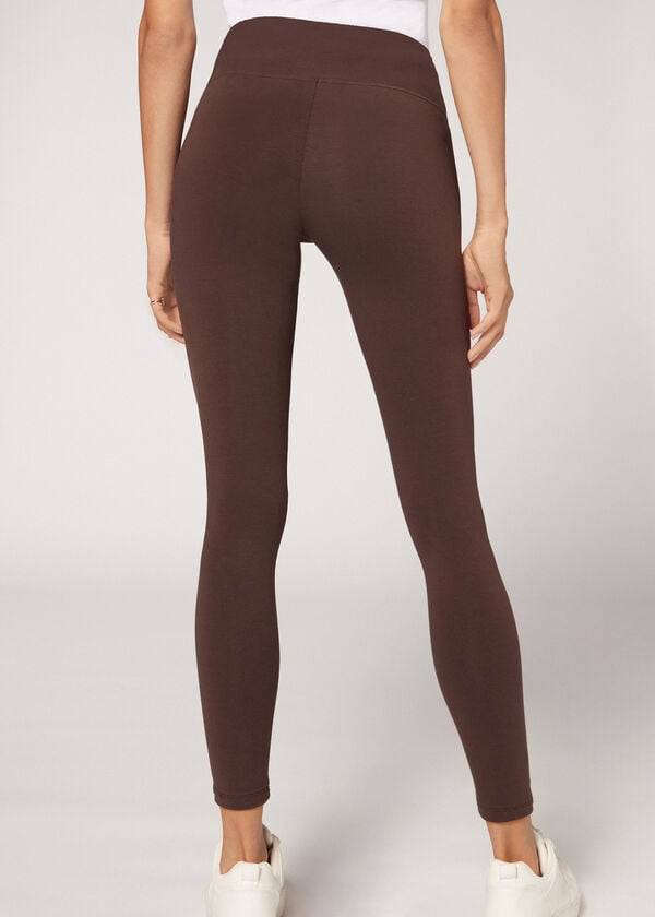 Brown Calzedonia Cotton Women's Leggings | USA2640NB