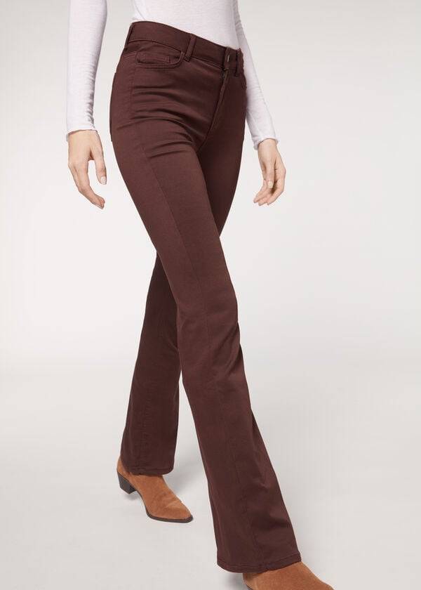 Brown Calzedonia Flared Women's Jeans | USA2596HK