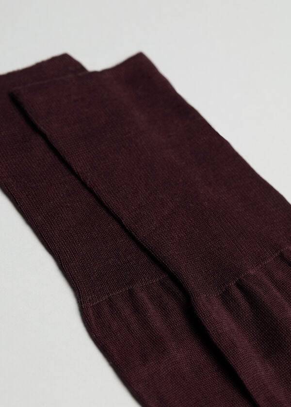 Burgundy Calzedonia Lisle Thread Men's Long Socks | USA2761LH