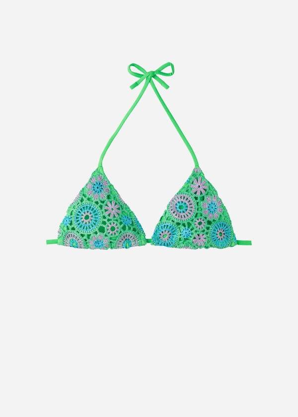 Green Calzedonia Crochet Triangle String Capri Women's Bikini Tops | USA1705KI