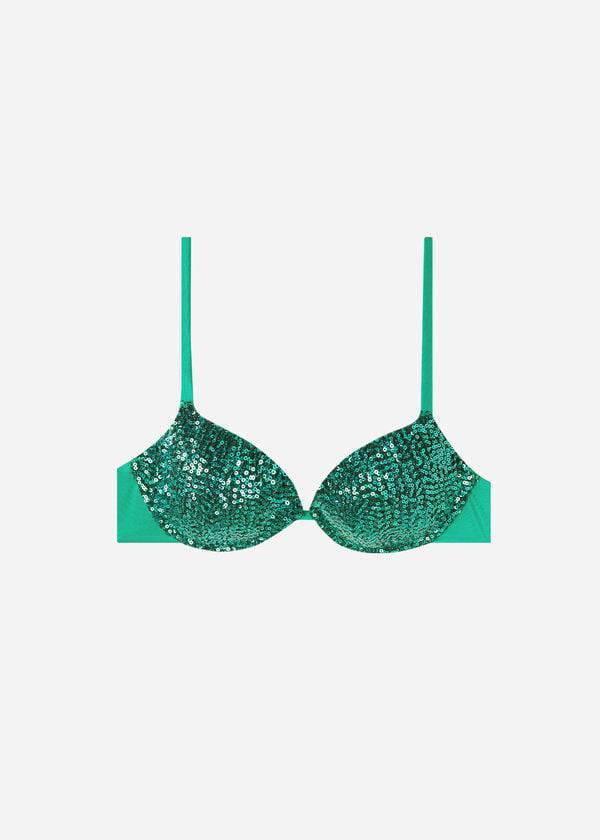 Green Calzedonia Padded Push-Up Cannes Women's Bikini Tops | USA1840VD