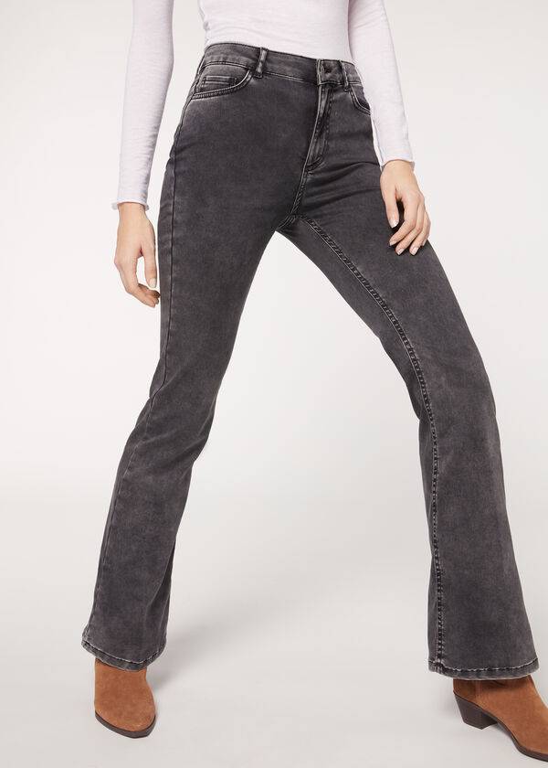 Grey Calzedonia Flared Women's Jeans | USA2595JJ