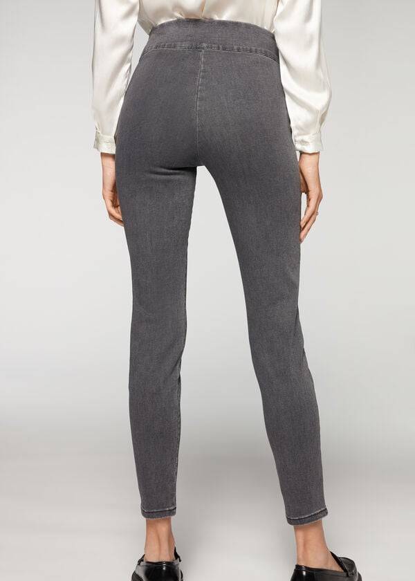 Grey Calzedonia High Waist Skinny Denim Women's Leggings | USA2656QZ