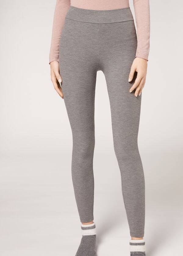 Grey Calzedonia Ribbed with Cashmere Women\'s Leggings | USA2676UT