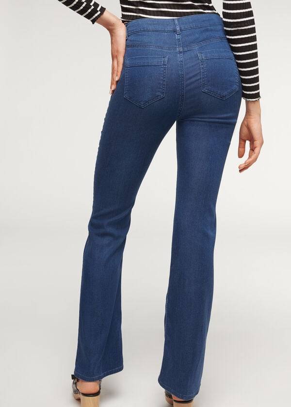 Navy Calzedonia Eco Light Flared Denim Women's Jeans | USA2577OR