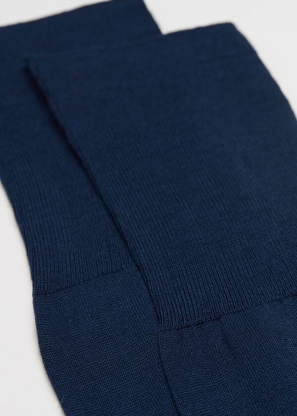 Navy Calzedonia Lisle Thread Men's Long Socks | USA2765HK