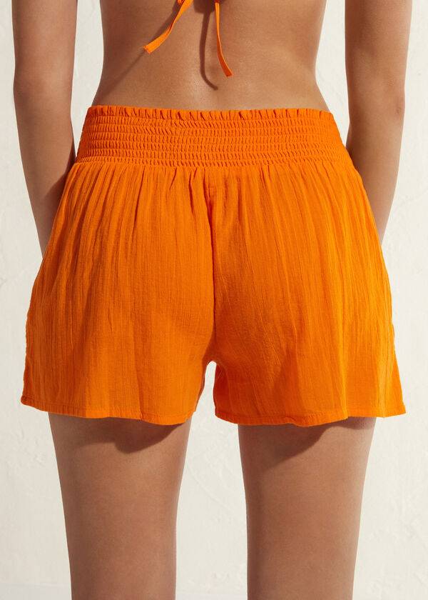 Orange Calzedonia Cotton Shorts Women's Cover Ups | USA2121KI