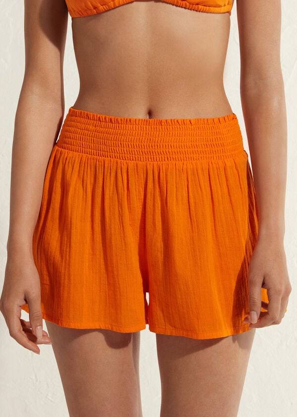 Orange Calzedonia Cotton Shorts Women\'s Cover Ups | USA2121KI