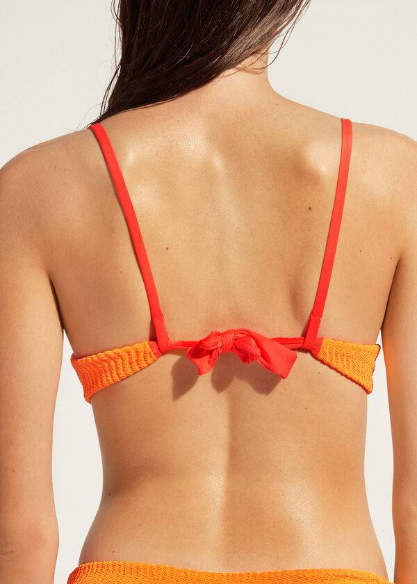 Orange Calzedonia Padded Push-Up Mykonos Women's Bikini Tops | USA1868NB