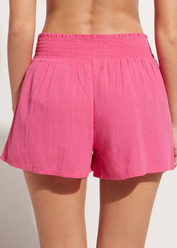 Pink Calzedonia Cotton Shorts Women's Cover Ups | USA2123ZG