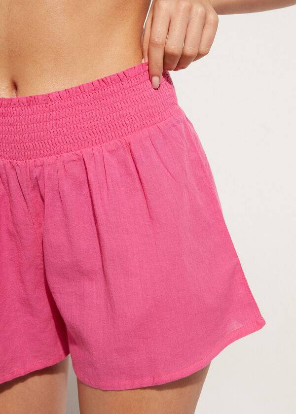 Pink Calzedonia Cotton Shorts Women's Cover Ups | USA2123ZG