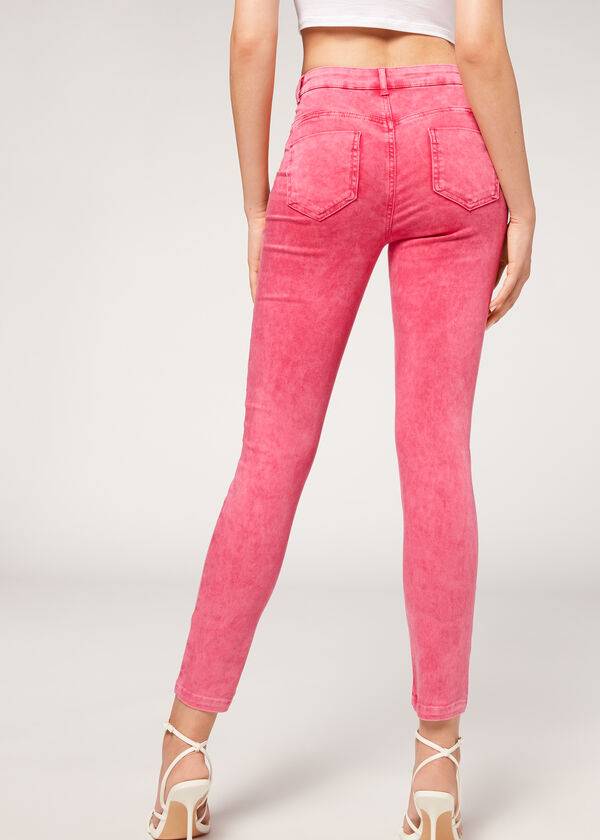 Pink Calzedonia Faded Skinny Push-Up Women's Jeans | USA2589VD