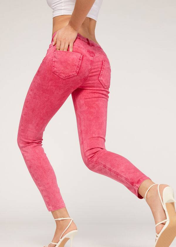 Pink Calzedonia Faded Skinny Push-Up Women's Jeans | USA2589VD