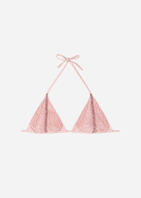 Pink Calzedonia Rhinestone Beaded Slide Triangle Manila Women's Bikini Tops | USA1957PQ