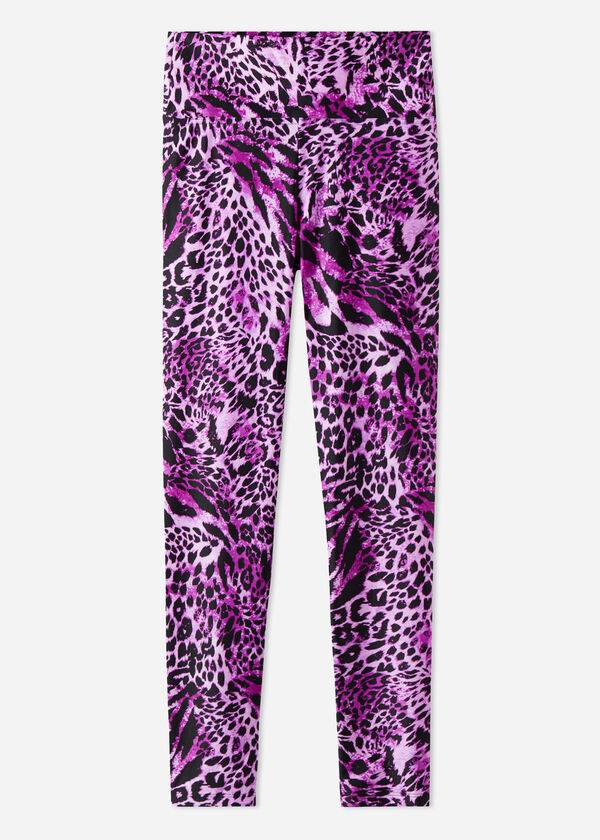 Pink Calzedonia Shiny Animal-Print Athletic Women's Leggings | USA2682QZ