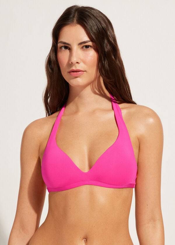 Pink Calzedonia Soft Padded Triangle Indonesia Women\'s Bikini Tops | USA1966LH